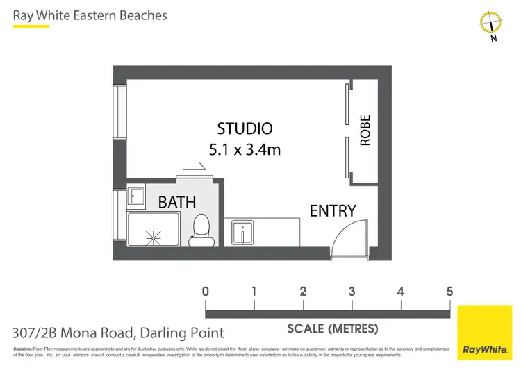 Floorplan of Homely studio listing, 307/2B Mona Road, Darling Point NSW 2027