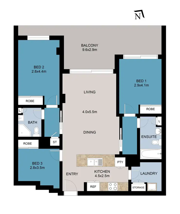Floorplan of Homely apartment listing, 761/1000 Ann Street, Fortitude Valley QLD 4006