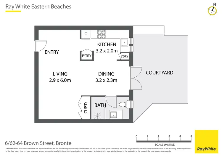 Floorplan of Homely studio listing, 6/62-64 Brown Street, Bronte NSW 2024