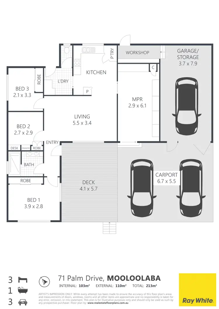 Floorplan of Homely house listing, 71 Palm Drive, Mooloolaba QLD 4557