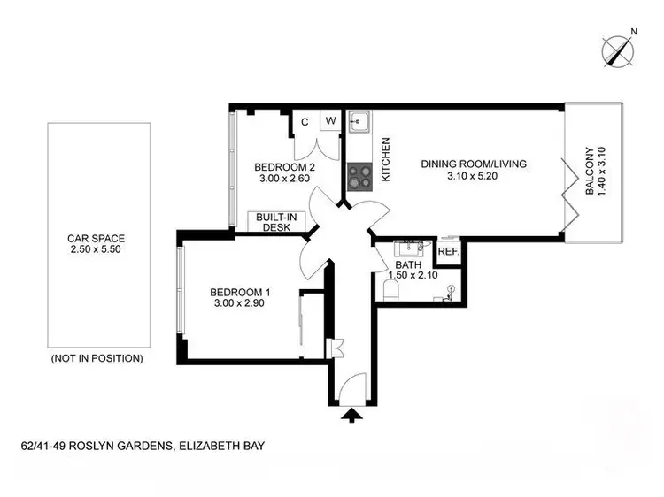 Floorplan of Homely apartment listing, 62/41-49 Roslyn Gardens, Elizabeth Bay NSW 2011