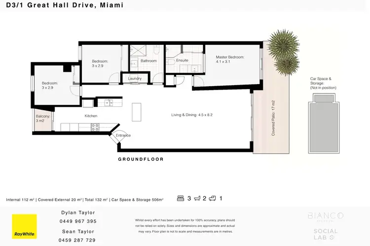 Floorplan of Homely apartment listing, D3/1 Great Hall Drive, Miami QLD 4220