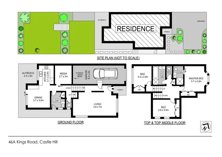 Floorplan of Homely semi-detached listing, 46A Kings Road, Castle Hill NSW 2154