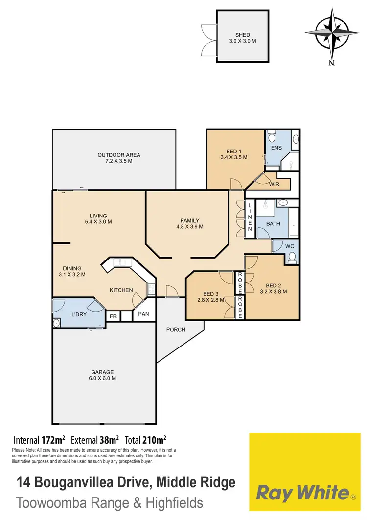 Floorplan of Homely house listing, 14 Bouganvillea Drive, Middle Ridge QLD 4350