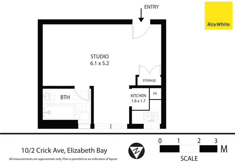 Floorplan of Homely studio listing, 10/2 Crick Avenue, Potts Point NSW 2011