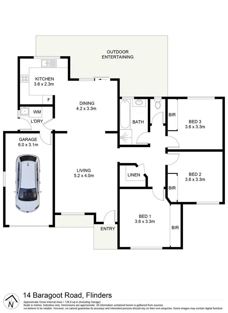 Floorplan of Homely villa listing, 1/1 Durras Close, Flinders NSW 2529