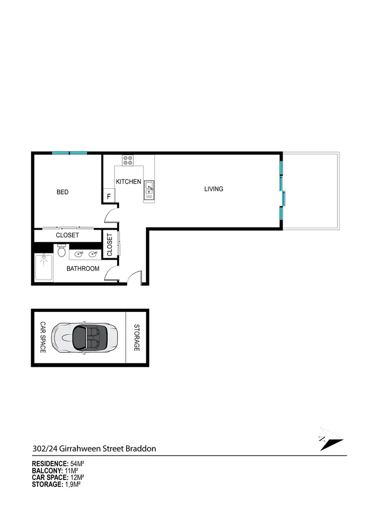Floorplan of Homely unit listing, 302/24 Girrahween Street, Braddon ACT 2612