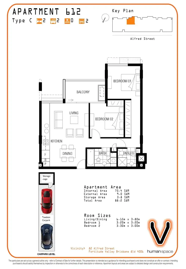 Floorplan of Homely apartment listing, 612/82 Alfred Street, Fortitude Valley QLD 4006