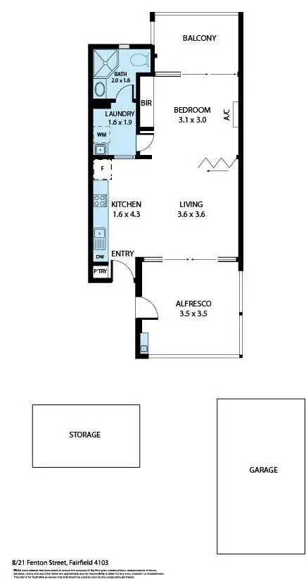 Floorplan of Homely unit listing, 8/21 Fenton Street, Fairfield QLD 4103