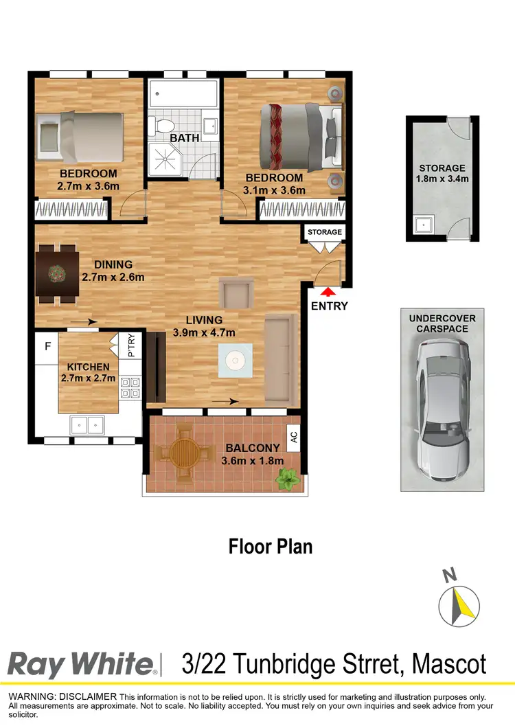 Floorplan of Homely apartment listing, 3/22 Tunbridge Street, Mascot NSW 2020