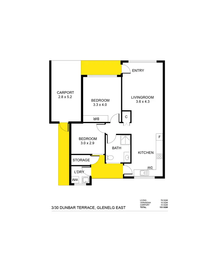 Floorplan of Homely unit listing, 3/30 Dunbar Terrace, Glenelg East SA 5045