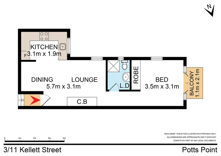 Floorplan of Homely apartment listing, 3/11 Kellett Street, Potts Point NSW 2011