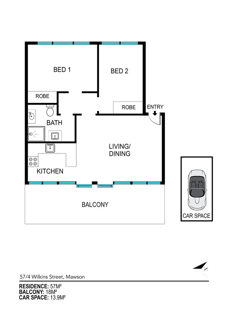 Floorplan of Homely unit listing, 57/4 Wilkins Street, Mawson ACT 2607