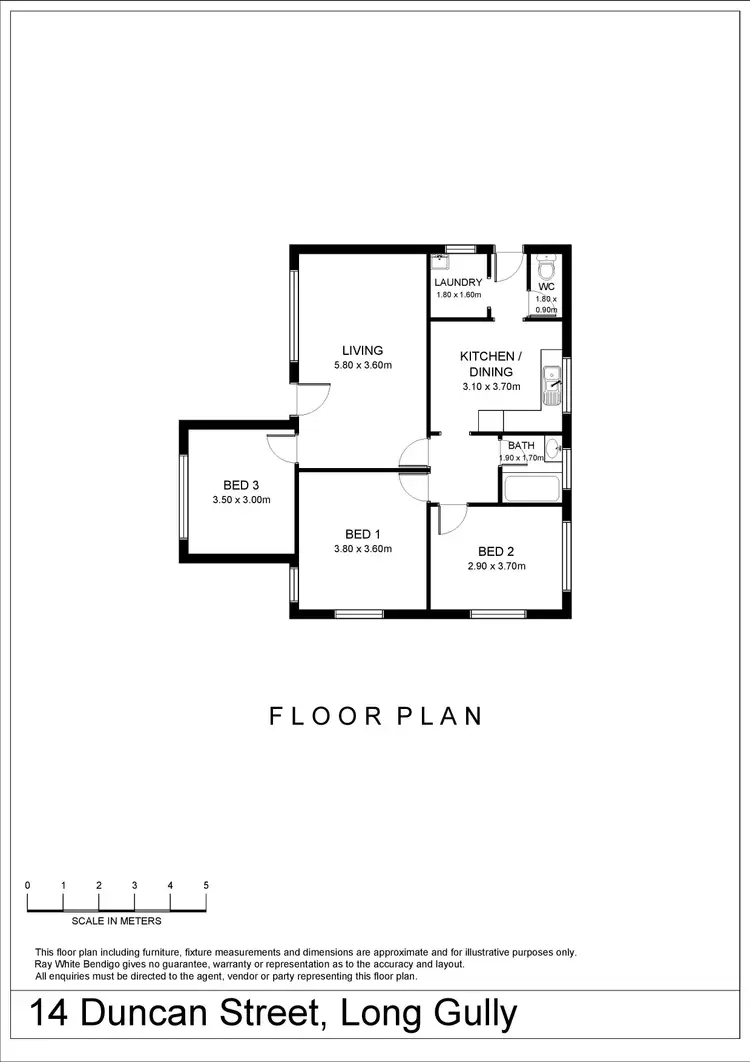 Floorplan of Homely house listing, 14 Duncan Street, Long Gully VIC 3550