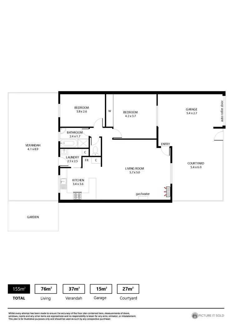 Floorplan of Homely unit listing, 2/12 Bridges Street, Broadview SA 5083