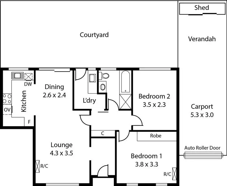 Floorplan of Homely unit listing, 2/3 Merlin Road, Fulham Gardens SA 5024