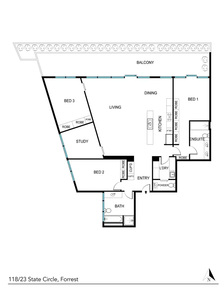 Floorplan of Homely apartment listing, 118/23 State Circle, Forrest ACT 2603