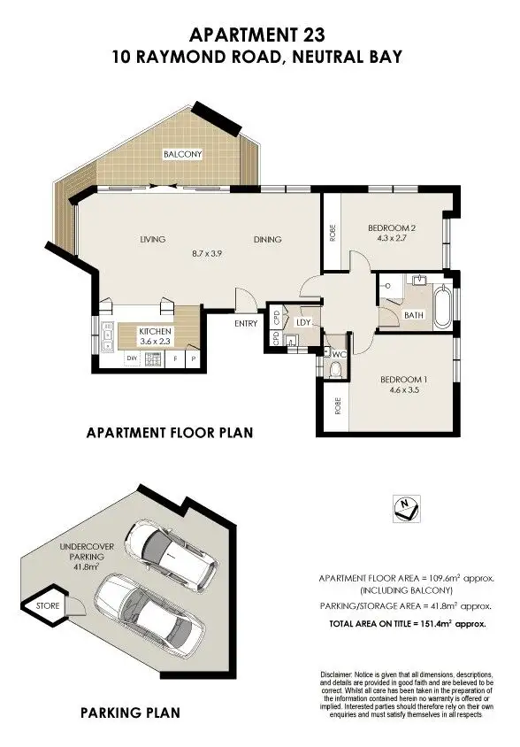 Floorplan of Homely apartment listing, 23/10 Raymond Road, Neutral Bay NSW 2089