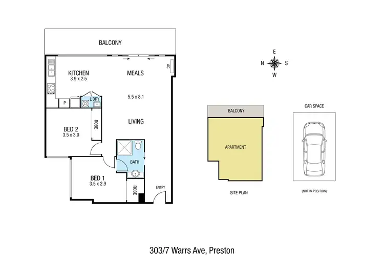 Floorplan of Homely apartment listing, 303/7 Warrs Avenue, Preston VIC 3072