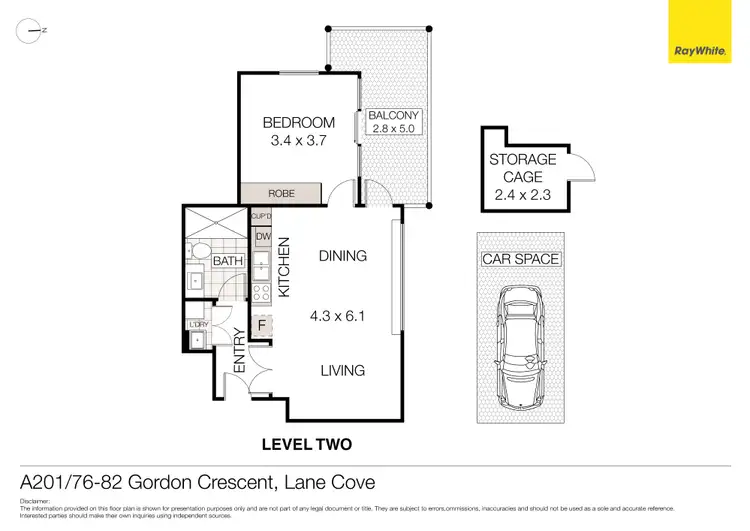 Floorplan of Homely unit listing, A201/76-82 Gordon Crescent, Lane Cove North NSW 2066
