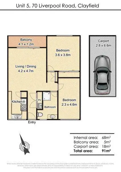 Floorplan of Homely apartment listing, 5/70 Liverpool Road, Clayfield QLD 4011