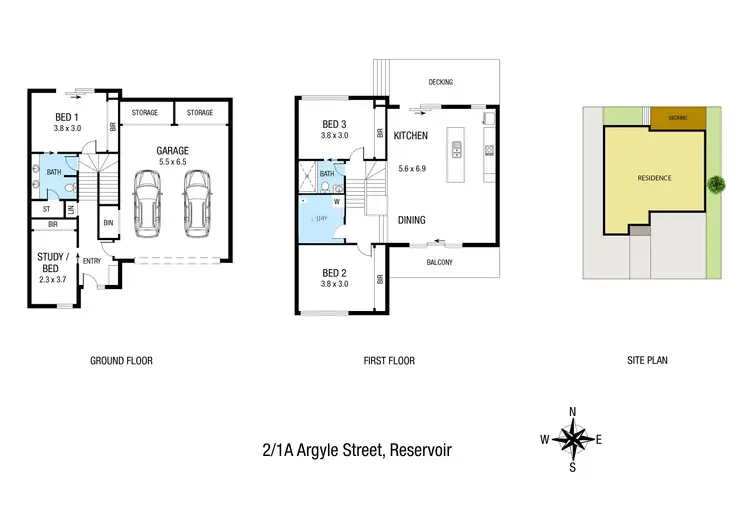 Floorplan of Homely townhouse listing, 2/1A Argyle Street, Reservoir VIC 3073