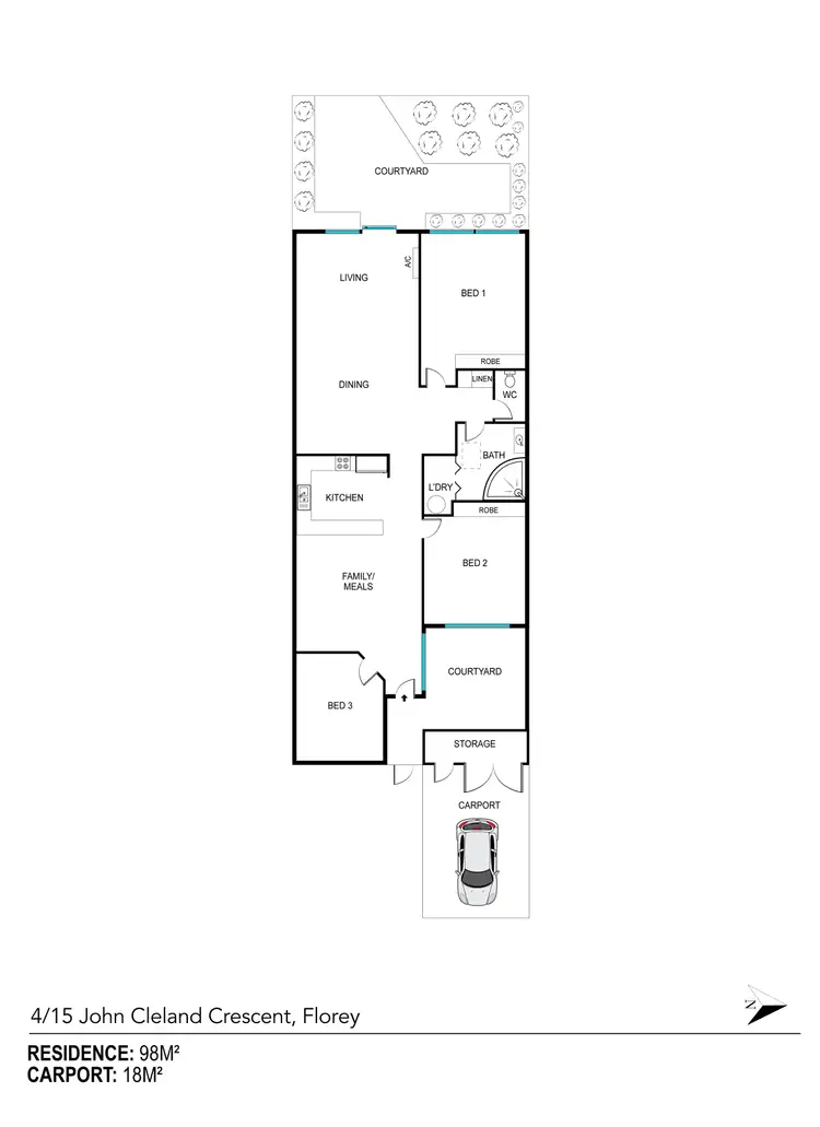 Floorplan of Homely townhouse listing, 4/15 John Cleland Crescent, Florey ACT 2615