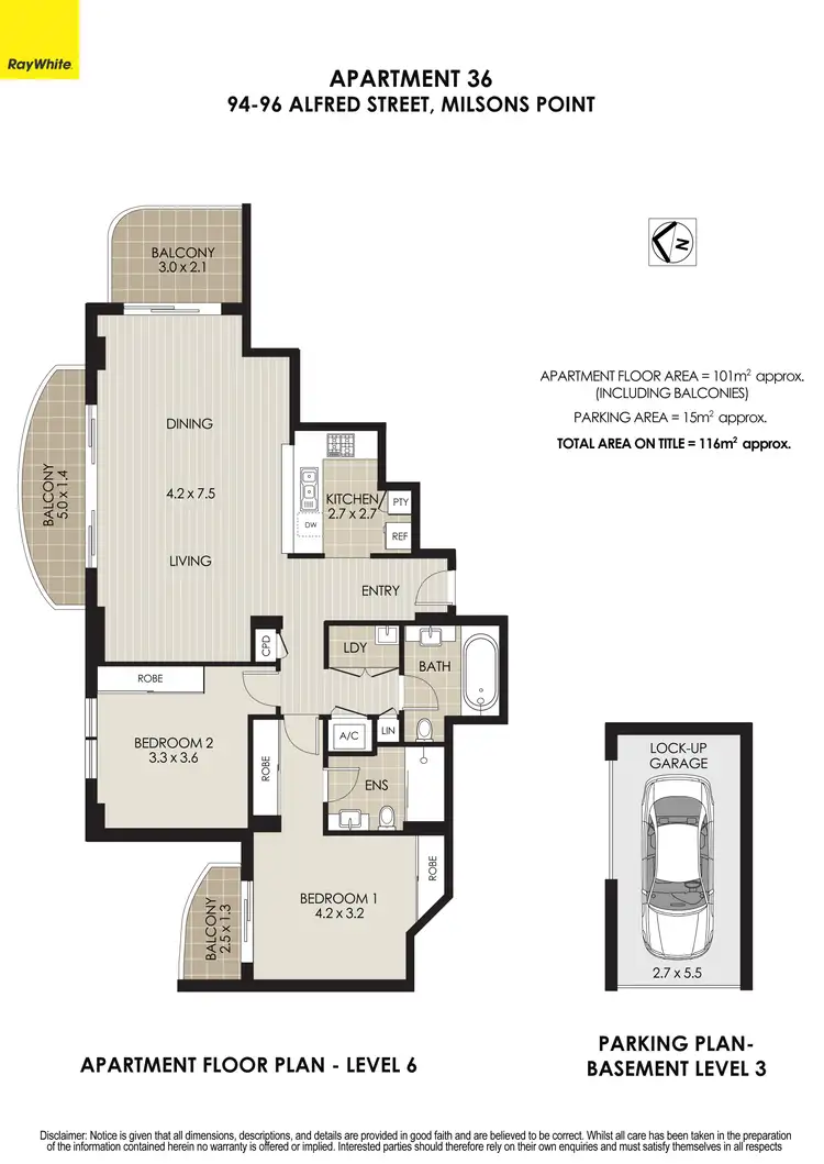 Floorplan of Homely apartment listing, 36/94-96 Alfred Street, Milsons Point NSW 2061