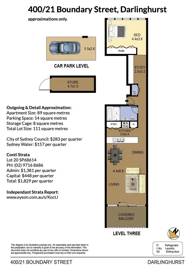 Floorplan of Homely apartment listing, 400/21 Boundary Street, Darlinghurst NSW 2010