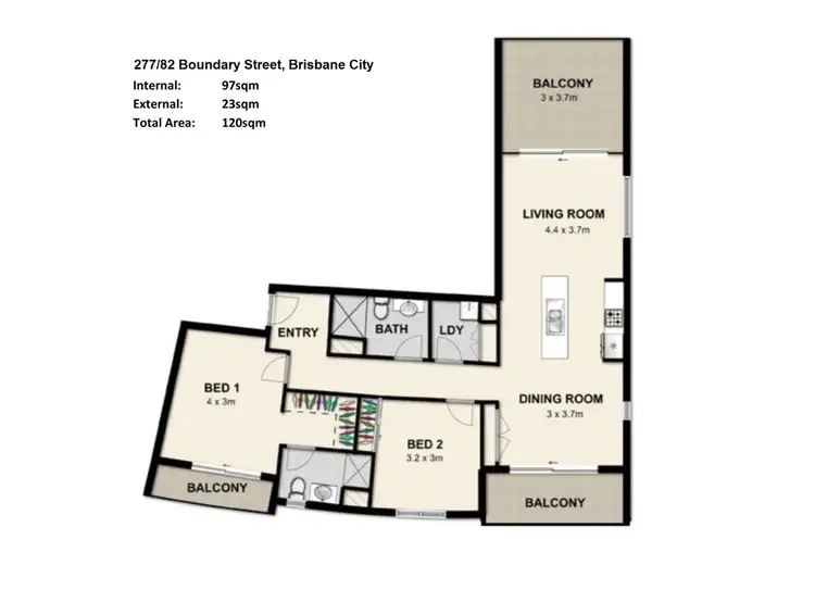 Floorplan of Homely apartment listing, 277/82 Boundary Street, Brisbane City QLD 4000