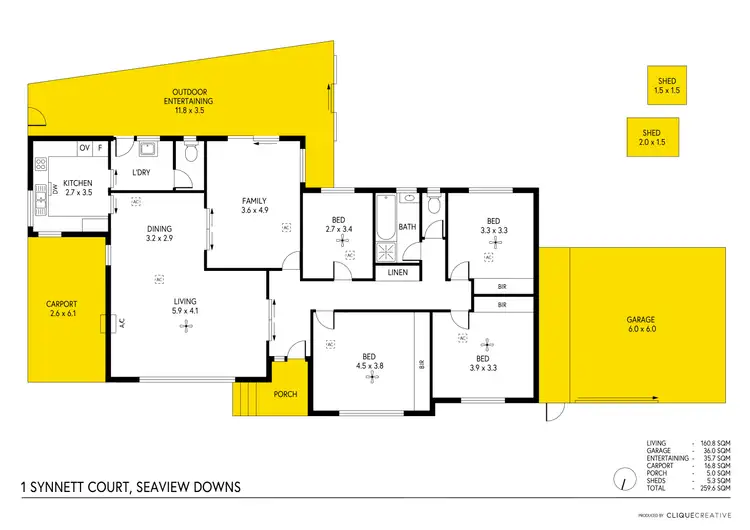 Floorplan of Homely house listing, 1 Synnett Avenue, Seaview Downs SA 5049