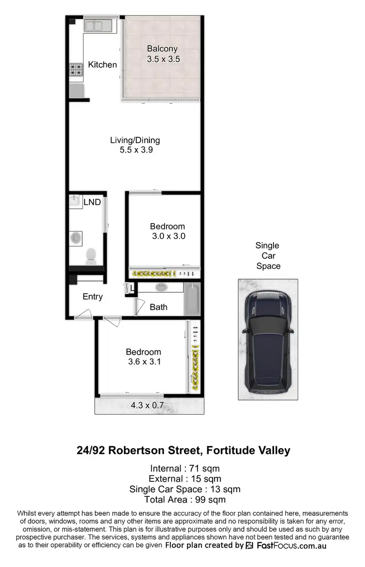 Floorplan of Homely apartment listing, 24/92 Robertson Street, Fortitude Valley QLD 4006