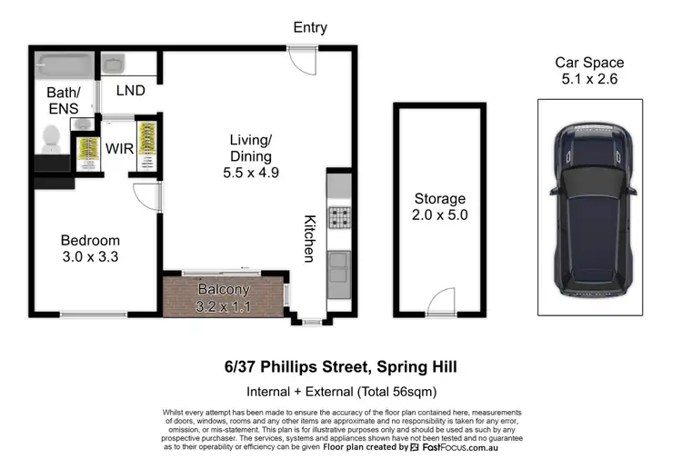 Floorplan of Homely apartment listing, 6/37 Phillips Street, Spring Hill QLD 4000