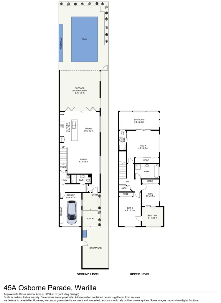 Floorplan of Homely semi-detached listing, 45A Osborne Parade, Warilla NSW 2528
