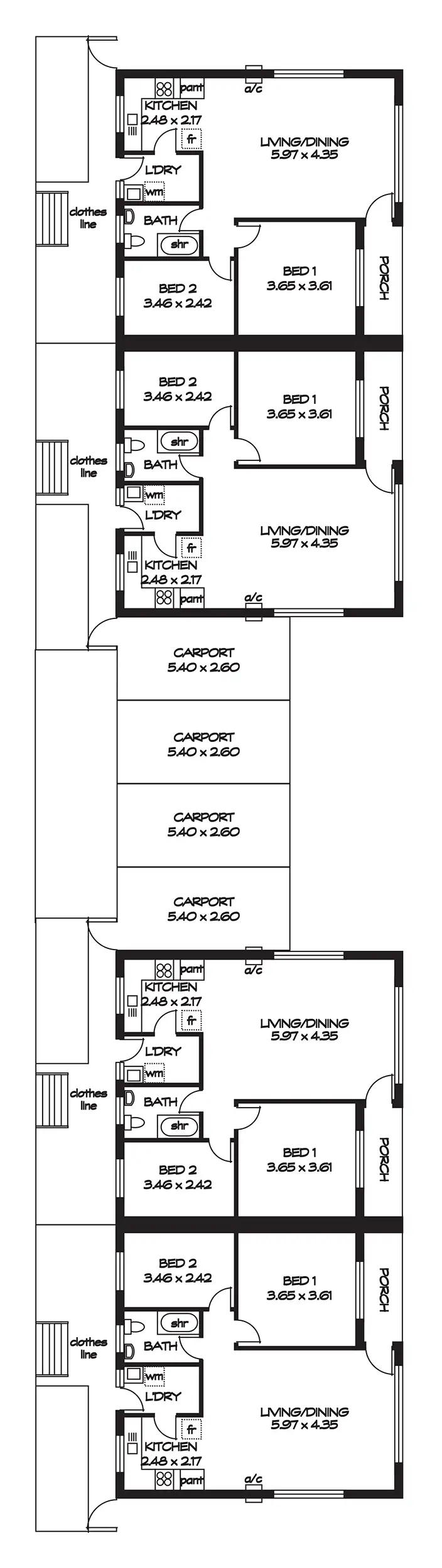 Floorplan of Homely block of units listing, 1-4/24 Ina Way, Ottoway SA 5013