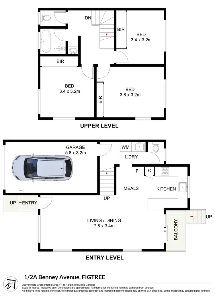 Floorplan of Homely townhouse listing, 1/2A Benney Avenue, Figtree NSW 2525