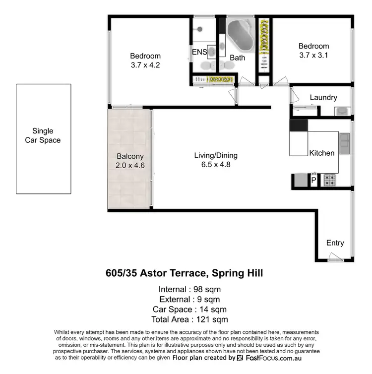 Floorplan of Homely apartment listing, 605/35 Astor Terrace, Spring Hill QLD 4000