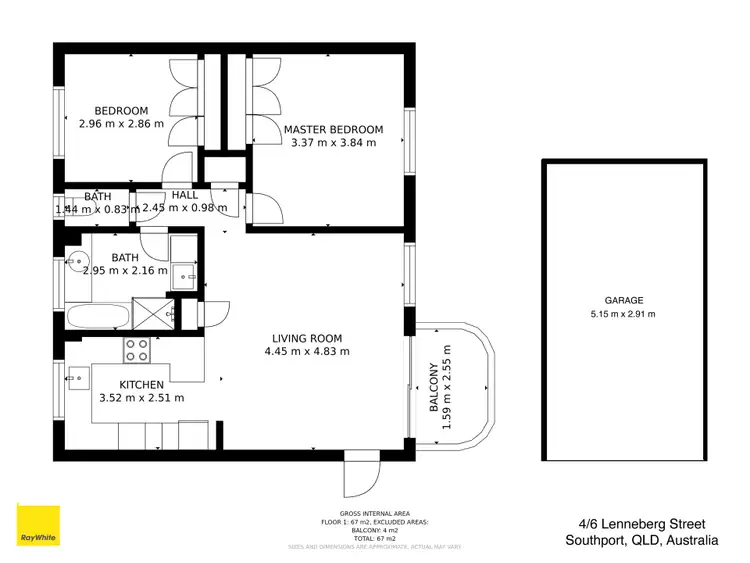 Floorplan of Homely unit listing, 4/6 Lenneberg Street, Southport QLD 4215