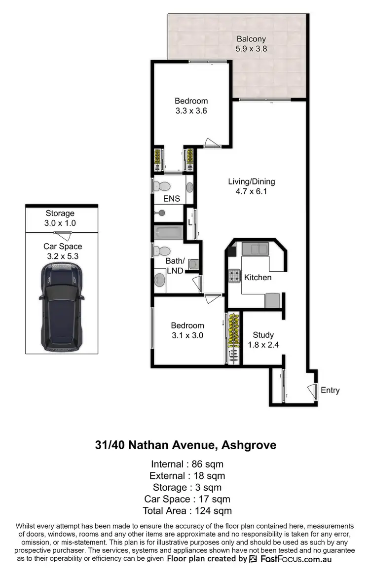 Floorplan of Homely apartment listing, 31/40 Nathan Avenue, Ashgrove QLD 4060