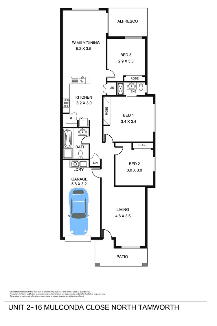 Floorplan of Homely villa listing, 2/16 Mulconda Close, Tamworth NSW 2340