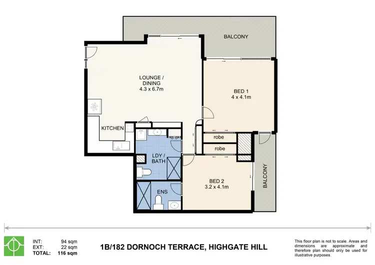Floorplan of Homely apartment listing, 1B/182 Dornoch Terrace, Highgate Hill QLD 4101