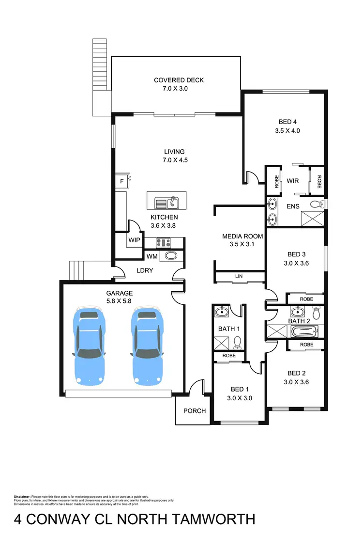 Floorplan of Homely house listing, 4 Conway Close, Tamworth NSW 2340