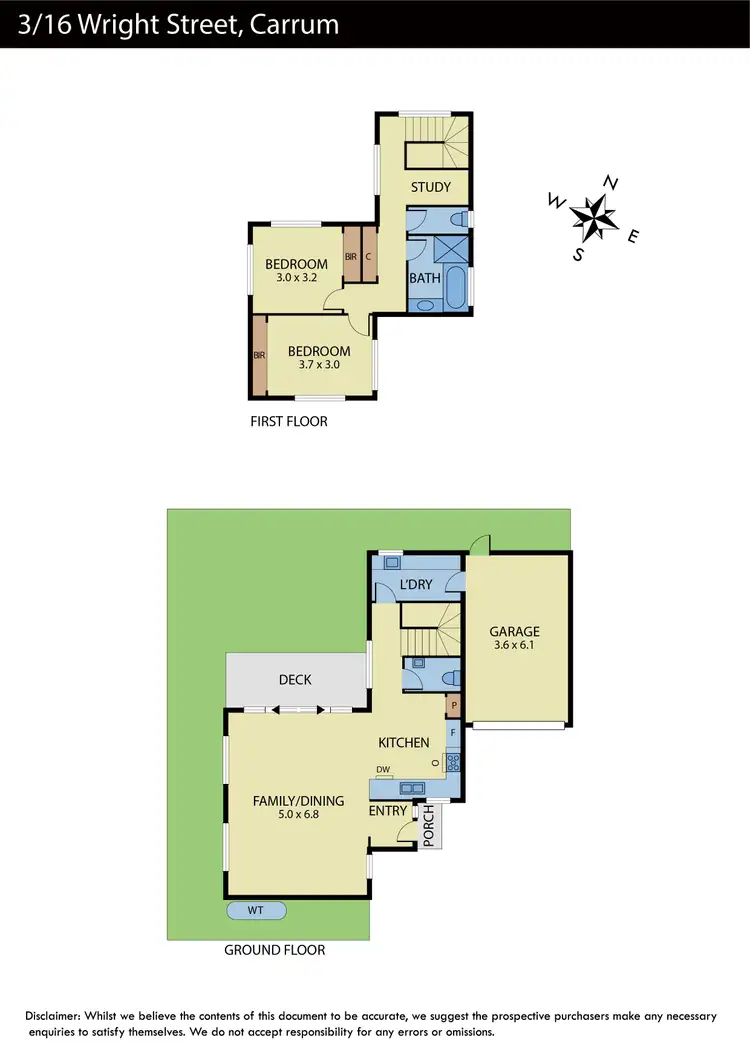Floorplan of Homely townhouse listing, 3/16 Wright Street, Carrum VIC 3197