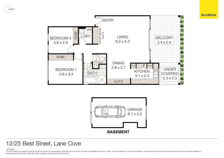 Floorplan of Homely unit listing, 12/25 Best Street, Lane Cove NSW 2066