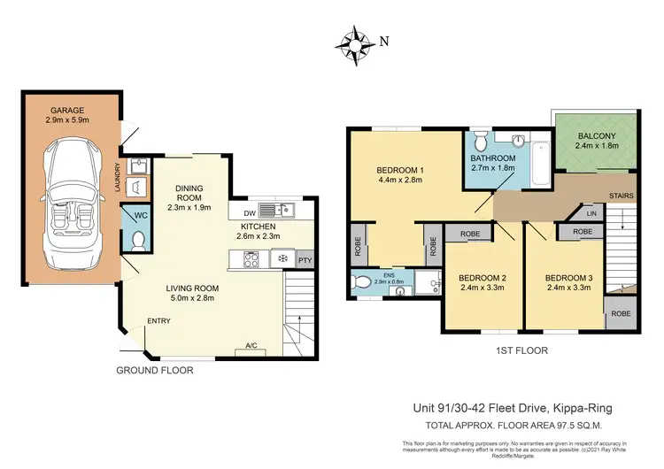 Floorplan of Homely townhouse listing, 91/30 Fleet Drive, Kippa-Ring QLD 4021