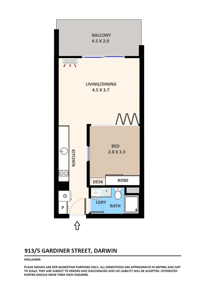 Floorplan of Homely apartment listing, 913/5 Gardiner Street, Darwin City NT 800