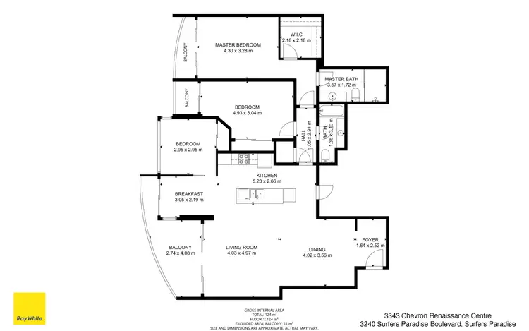 Floorplan of Homely apartment listing, 3343/23 Ferny Avenue, Surfers Paradise QLD 4217
