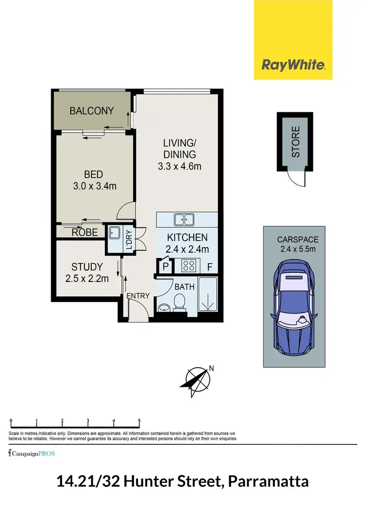 Floorplan of Homely apartment listing, 1421/32 Hunter St (AKA 1421/45 Macquarie St), Parramatta NSW 2150