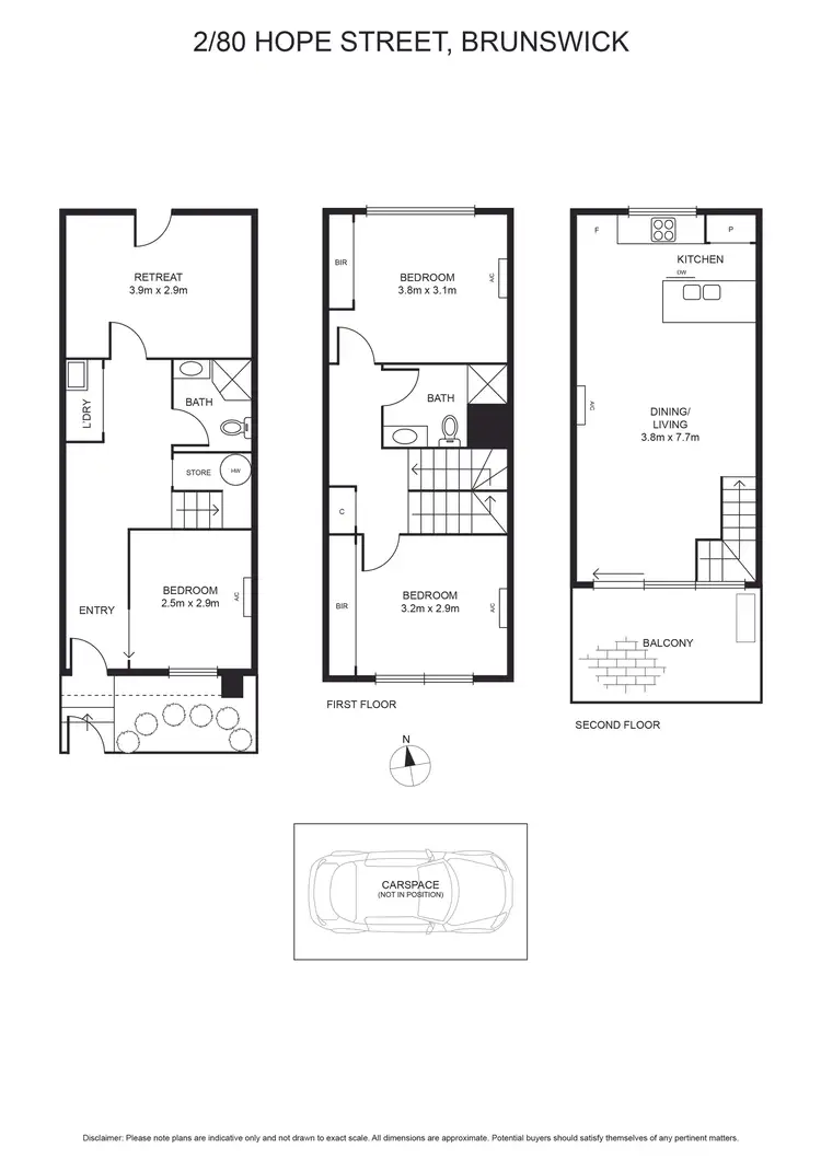 Floorplan of Homely townhouse listing, 2/80 Hope Street, Brunswick VIC 3056