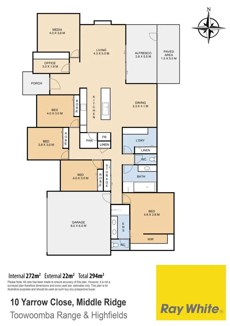 Floorplan of Homely house listing, 10 Yarrow Close, Middle Ridge QLD 4350